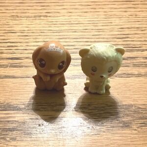 Barbie Miniature Animal Figurines Tan Puppy with Tiara and Cream Lion Cub